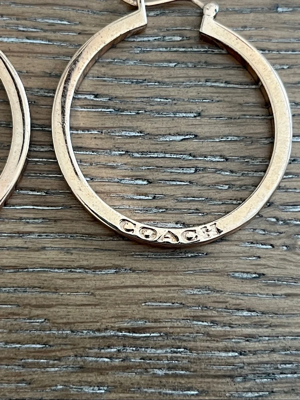 Coach Rose Gold-Tone‎ Signature Logo Hoop Earrings - Picture 3 of 4